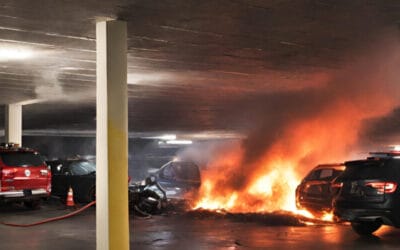 Ontruiming door grote brand in parkeergarage Hilversum, vuur onder controle