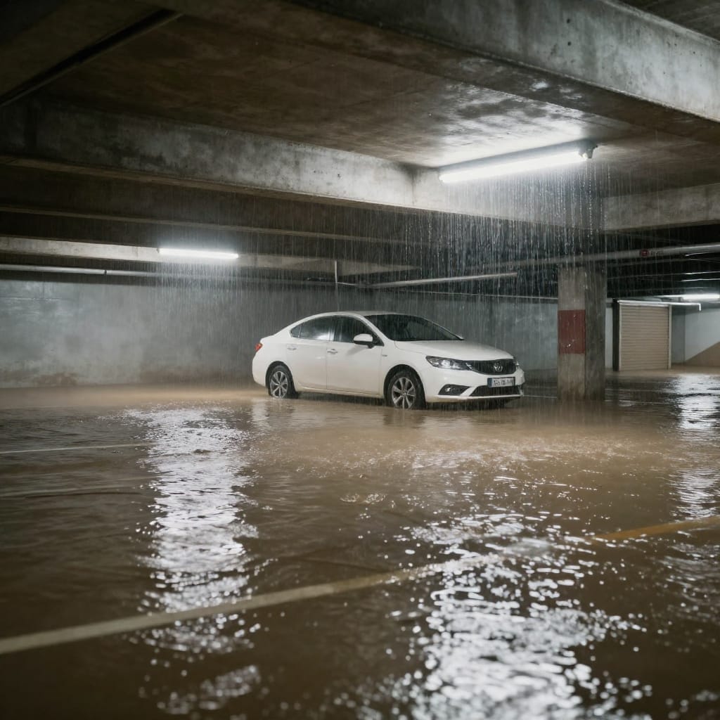 flooded parking garage flooded parking garage